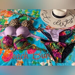 Lot of 3 VS bikini bombshell push-up tops all 34B and S/M bottoms